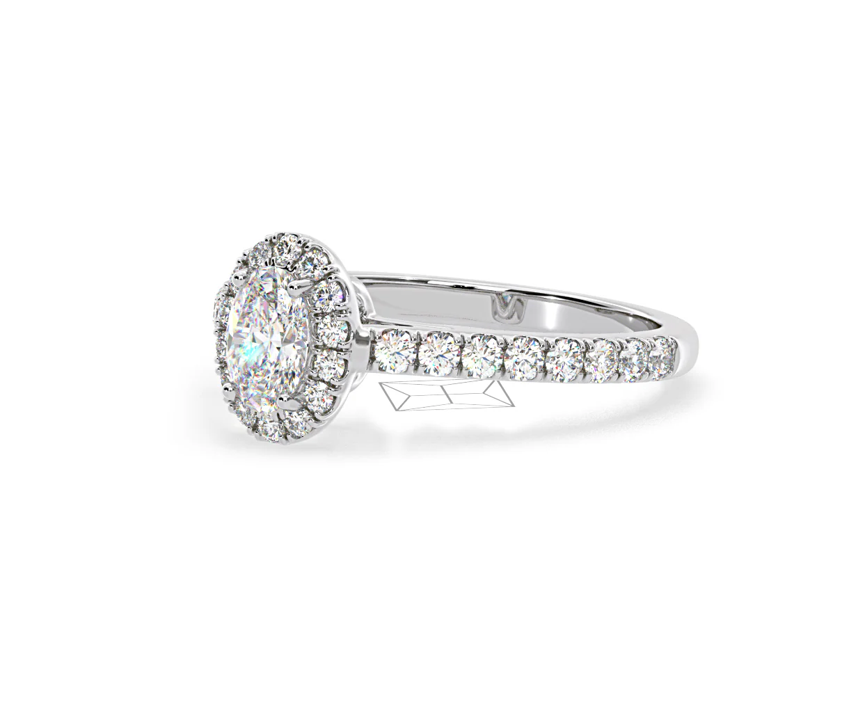 Georgina Lab Oval Diamond Halo Engagement Ring 18K White Gold 1.00ct F/VS1 - Image 98