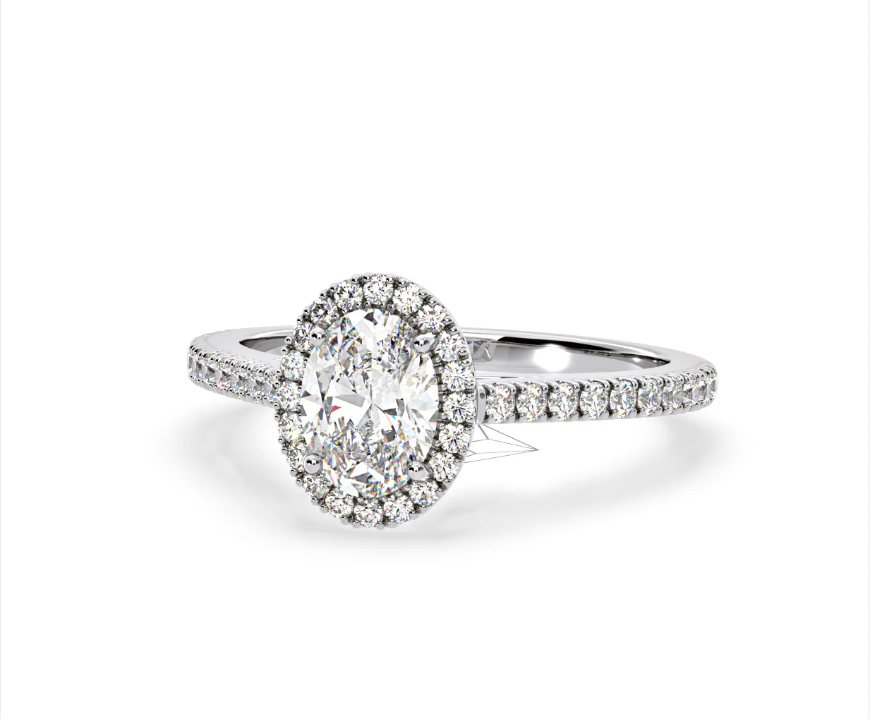 Georgina Lab Oval Diamond Halo Engagement Ring 18K White Gold 1.55ct F/VS1 - Image 10