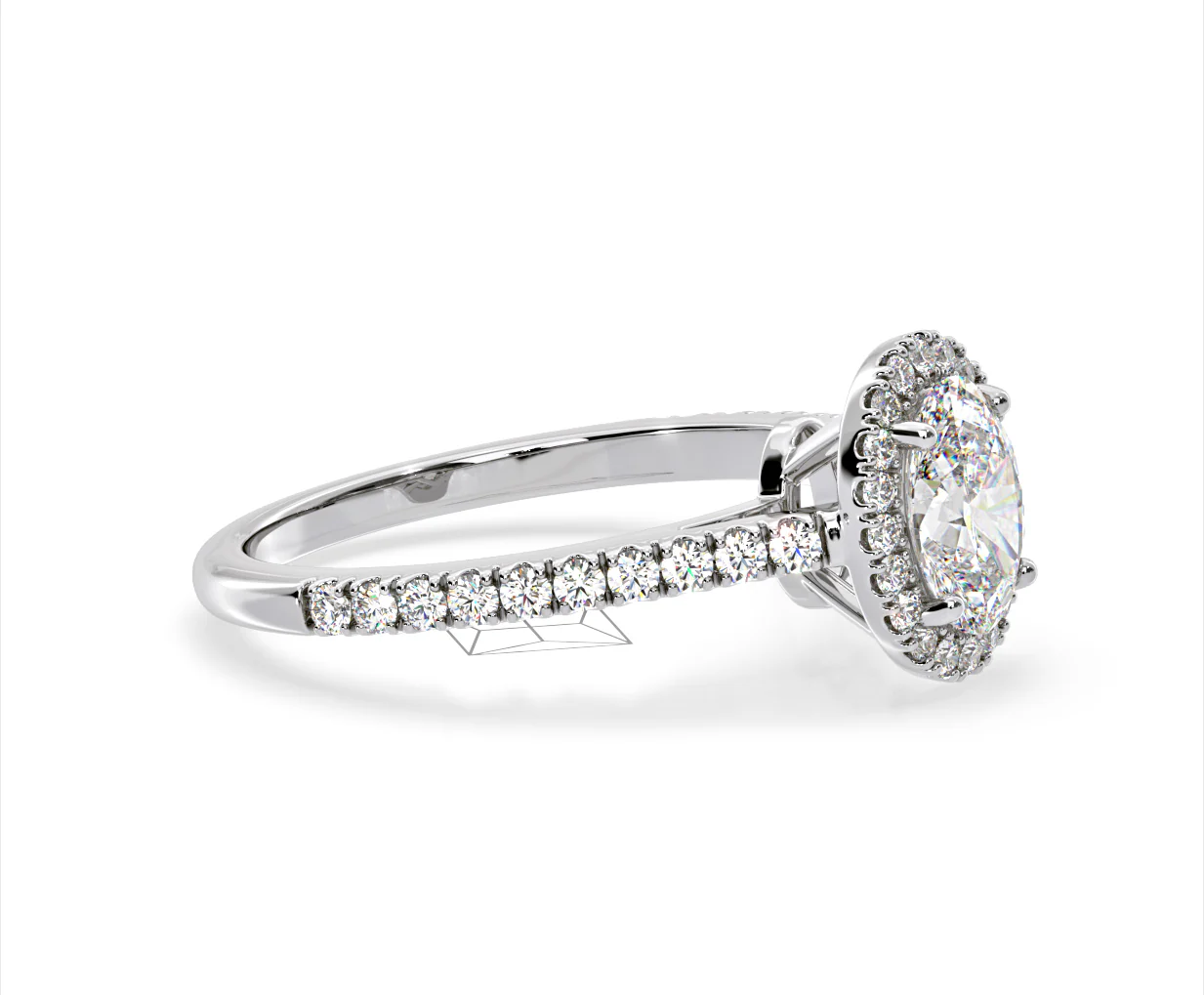 Georgina Lab Oval Diamond Halo Engagement Ring 18K White Gold 1.55ct F/VS1 - Image 153