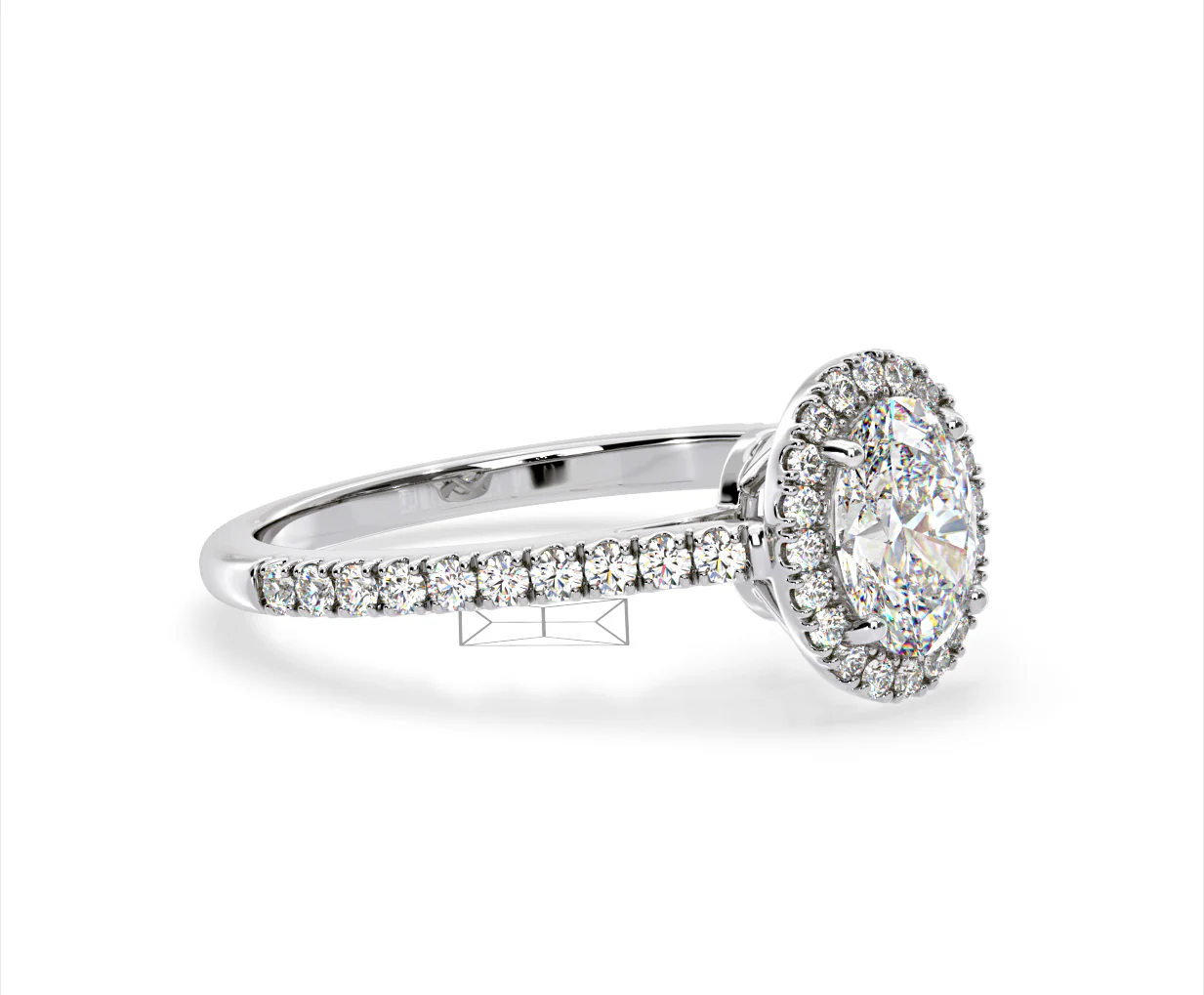 Georgina Lab Oval Diamond Halo Engagement Ring 18K White Gold 1.55ct F/VS1 - Image 156