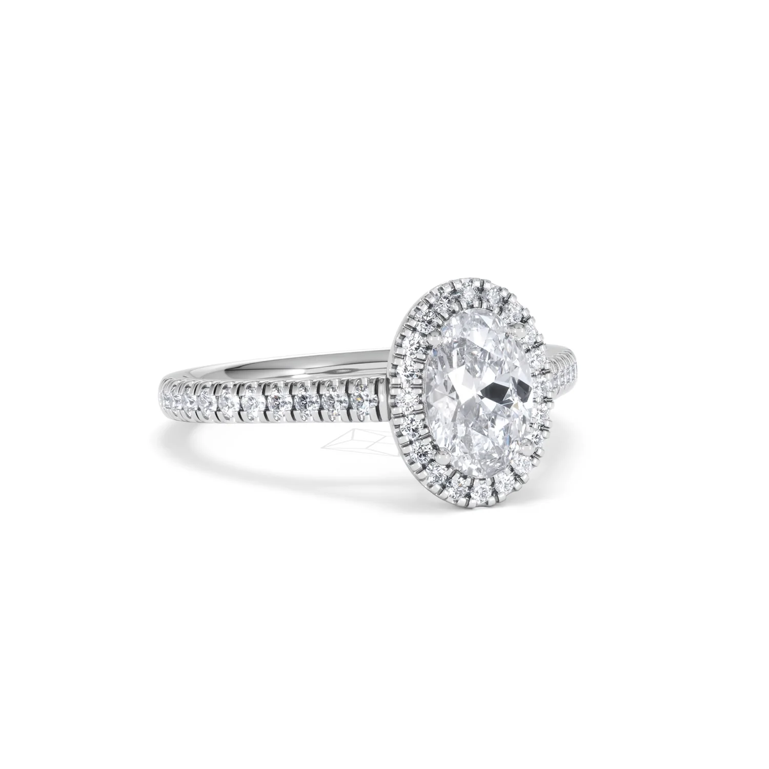 Georgina Lab Oval Diamond Halo Engagement Ring 18K White Gold 1.55ct F/VS1 - Image 16