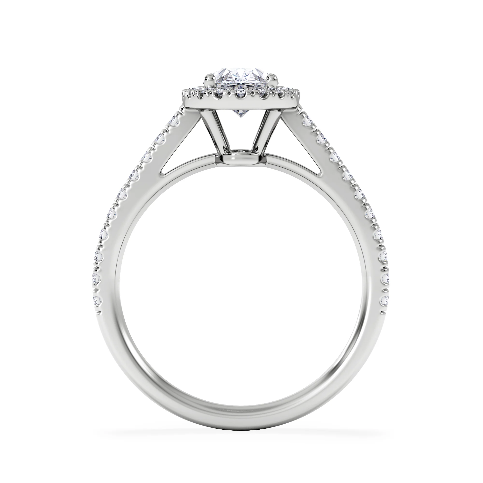 Georgina Lab Oval Diamond Halo Engagement Ring 18K White Gold 1.55ct F/VS1 - Image 3
