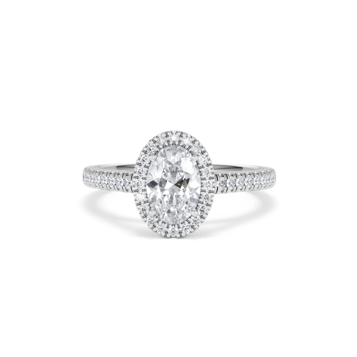 Georgina Lab Oval Diamond Halo Engagement Ring 18K White Gold 1.55ct F/VS1 - Image 90