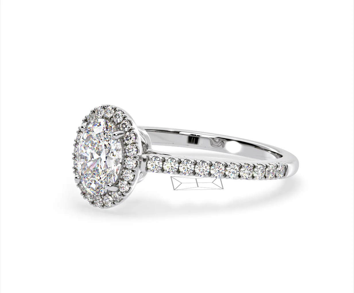 Georgina Lab Oval Diamond Halo Engagement Ring 18K White Gold 1.55ct F/VS1 - Image 96