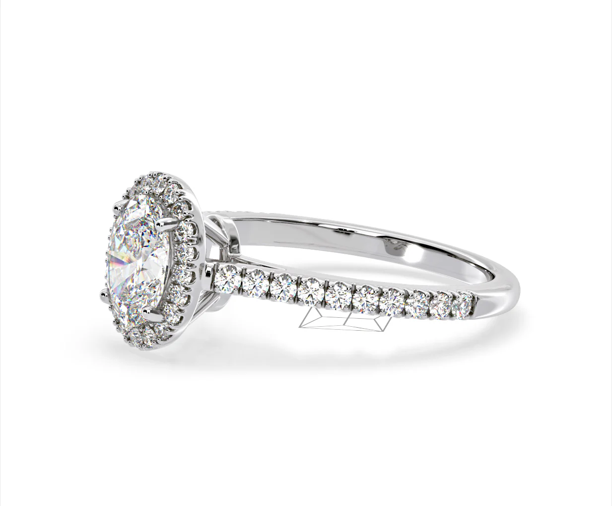 Georgina Lab Oval Diamond Halo Engagement Ring 18K White Gold 1.55ct F/VS1 - Image 99