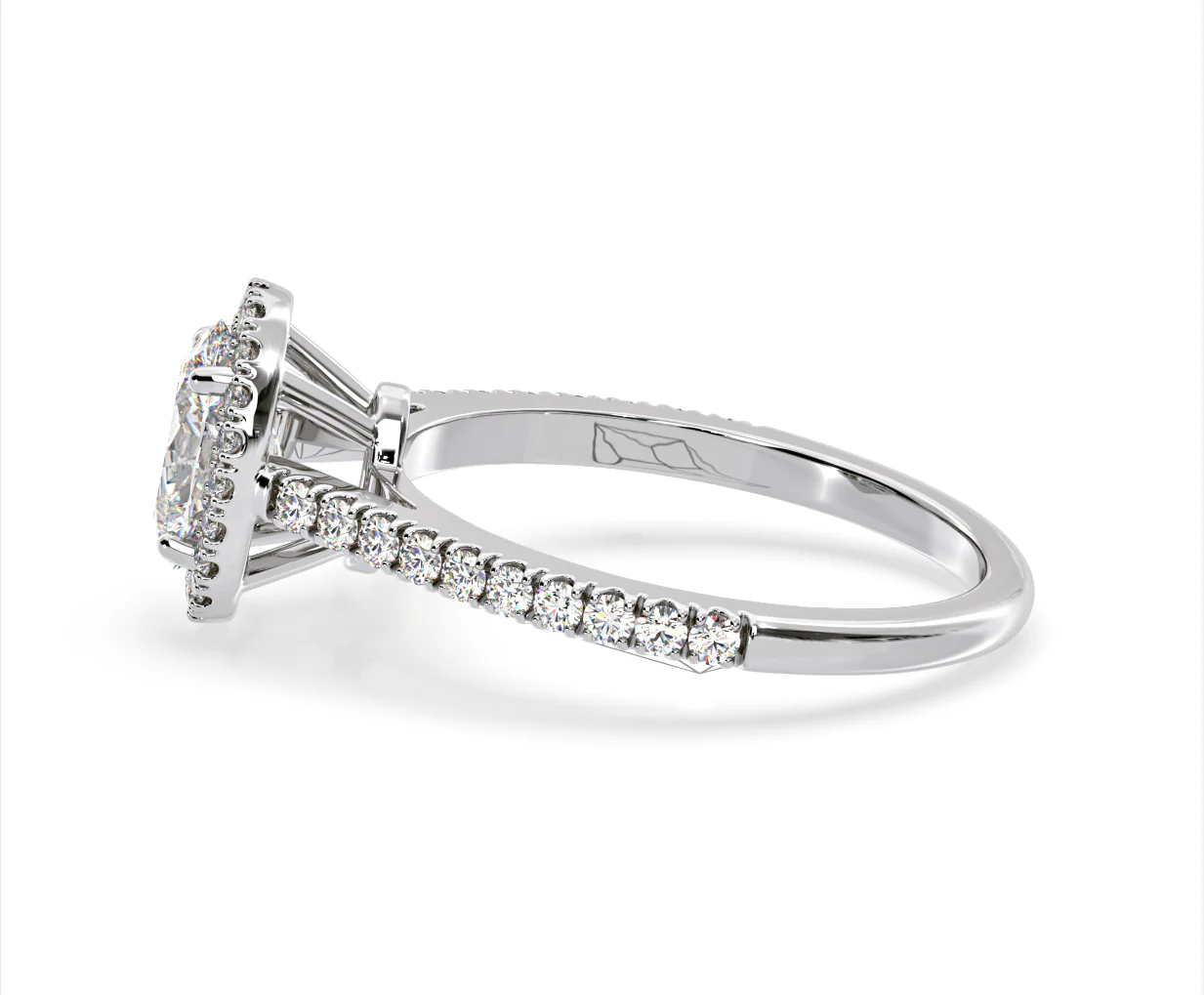 Georgina Lab Oval Diamond Halo Engagement Ring 18K White Gold 2.05ct F/VS1 - Image 107