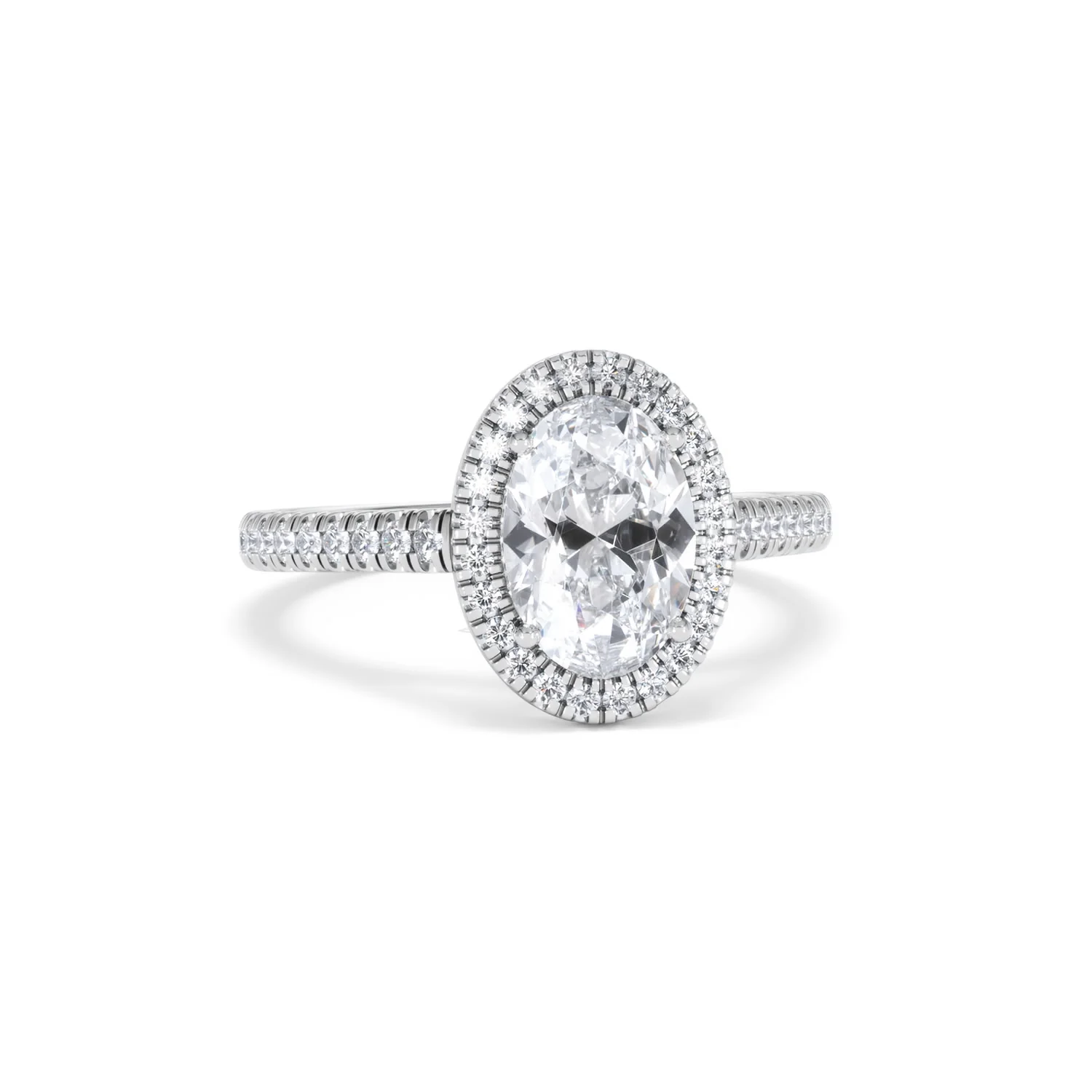 Georgina Lab Oval Diamond Halo Engagement Ring 18K White Gold 2.05ct F/VS1 - Image 13