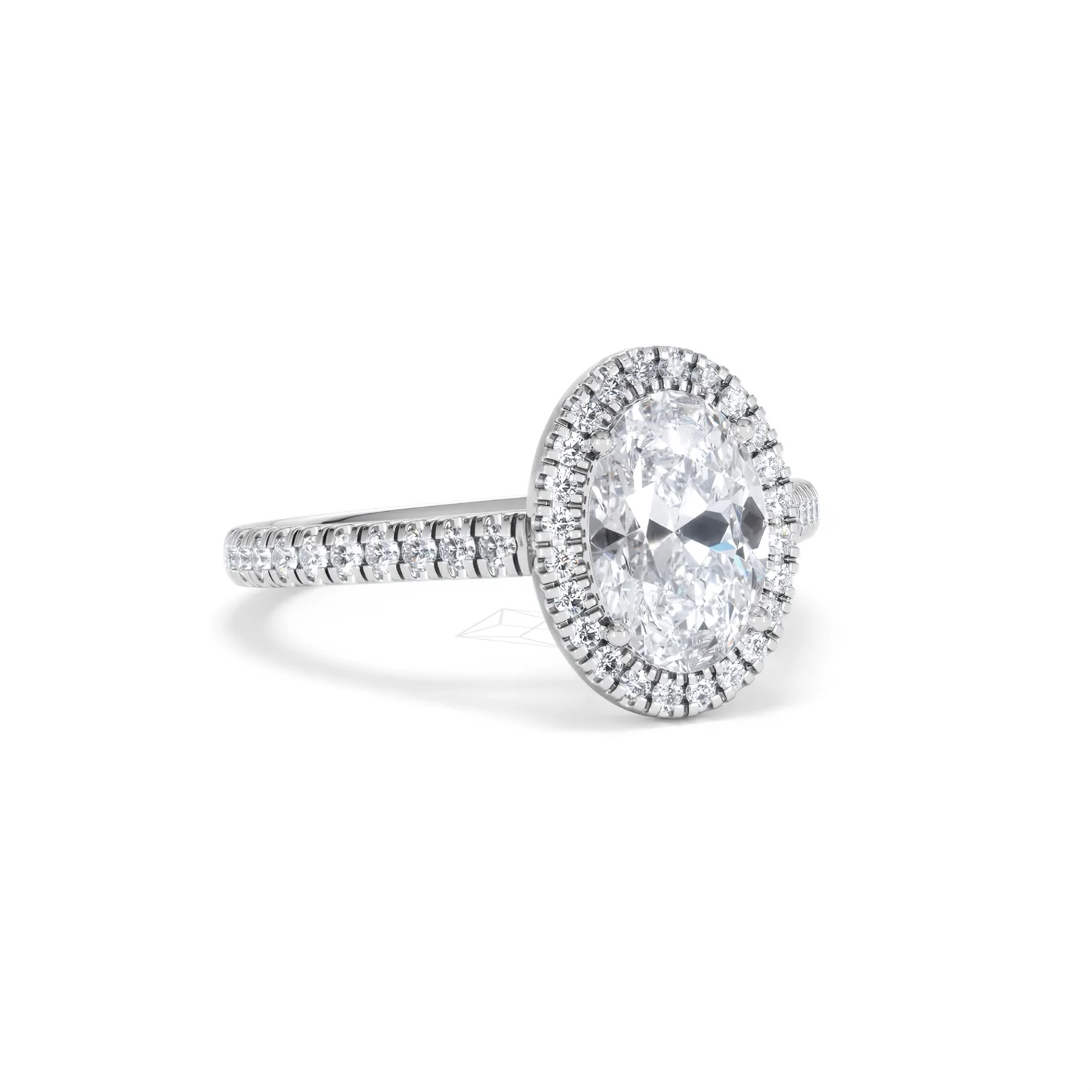 Georgina Lab Oval Diamond Halo Engagement Ring 18K White Gold 2.05ct F/VS1 - Image 16