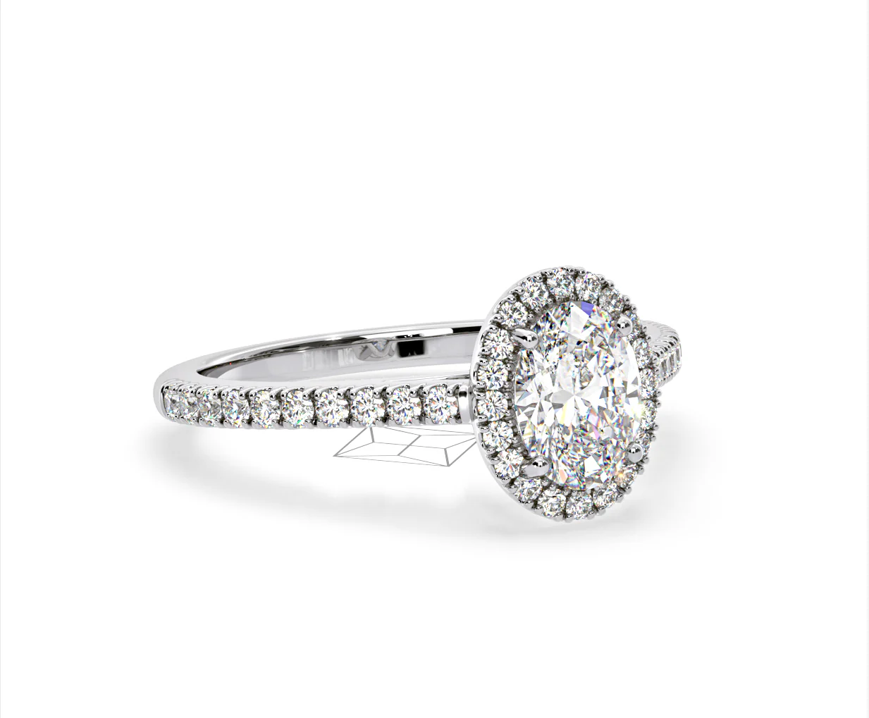 Georgina Lab Oval Diamond Halo Engagement Ring 18K White Gold 2.05ct F/VS1 - Image 160