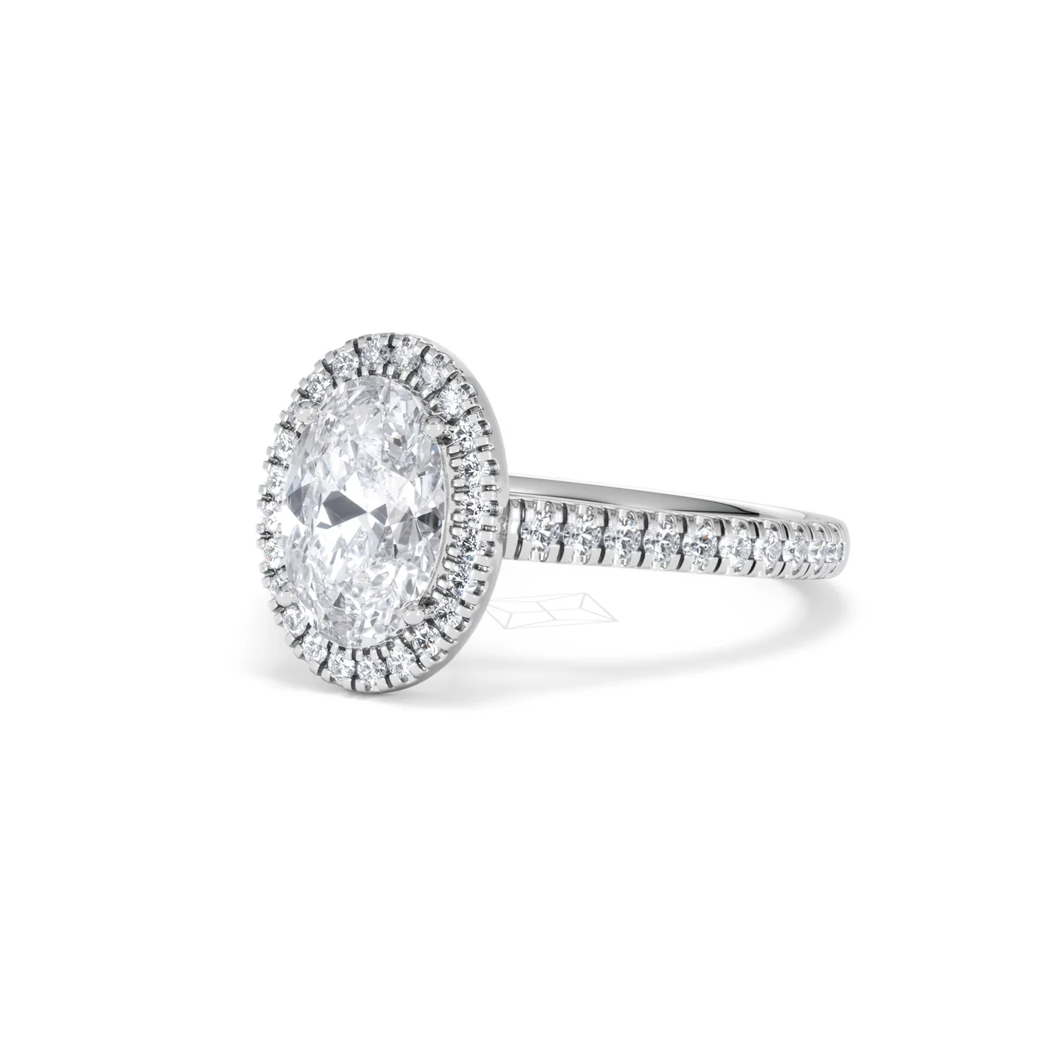Georgina Lab Oval Diamond Halo Engagement Ring 18K White Gold 2.05ct F/VS1 - Image 84