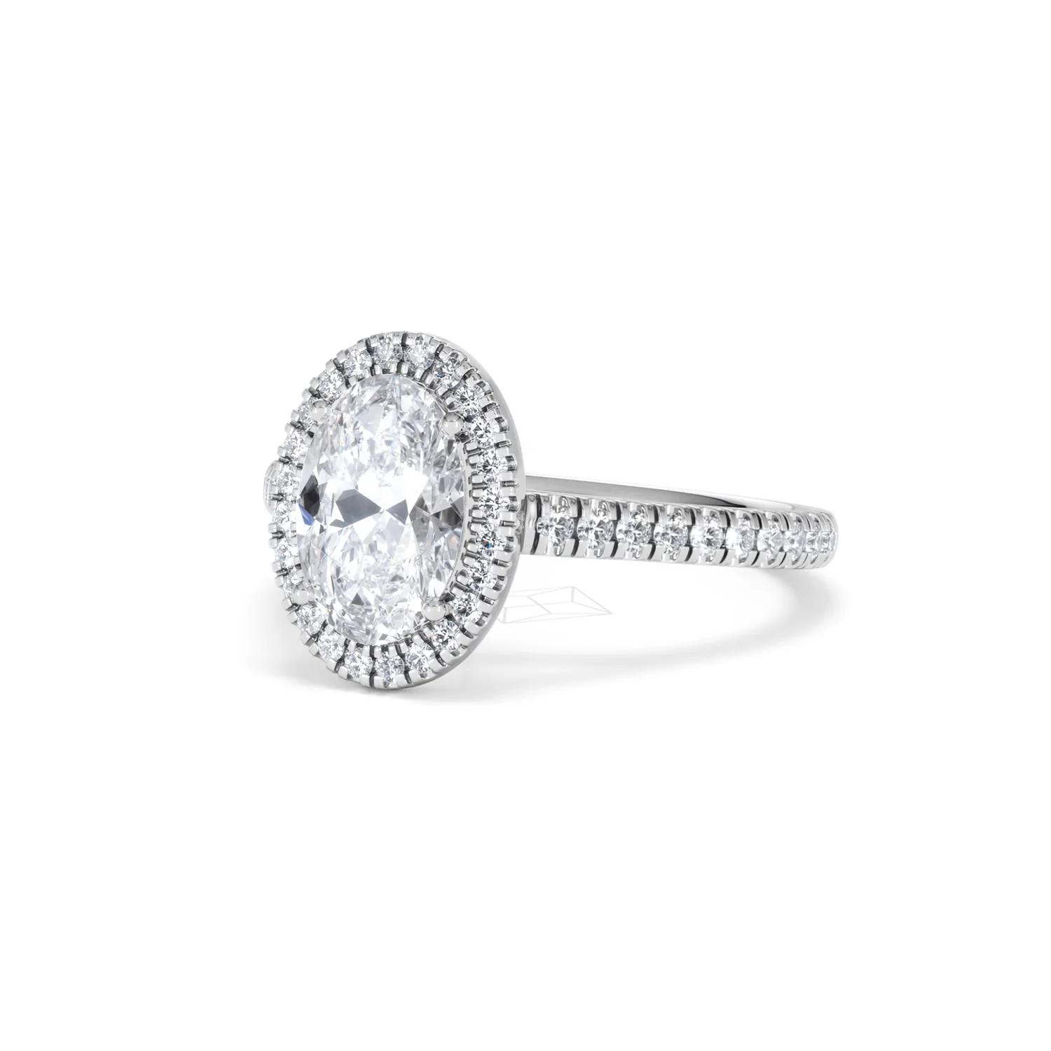 Georgina Lab Oval Diamond Halo Engagement Ring 18K White Gold 2.05ct F/VS1 - Image 85