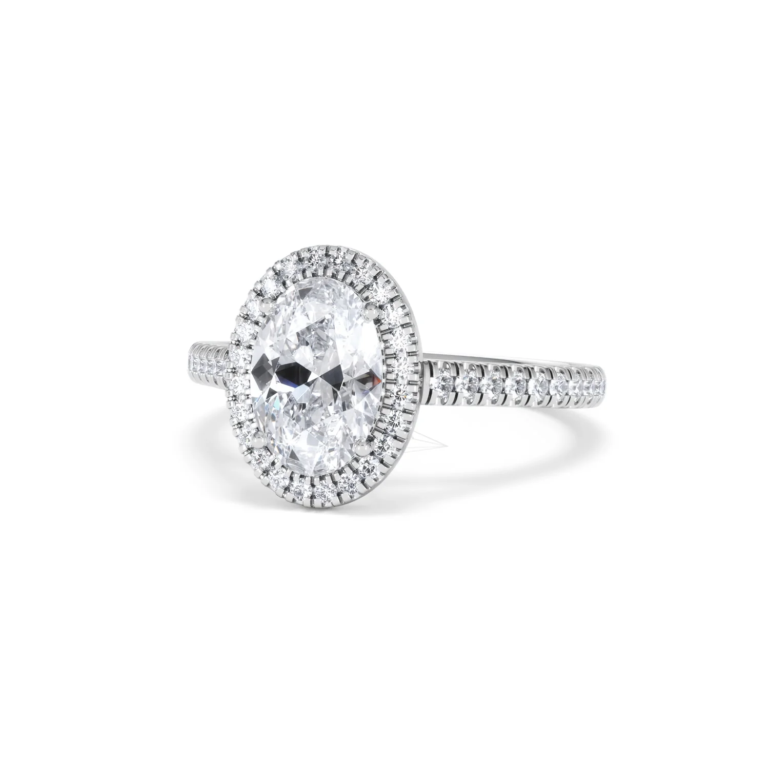 Georgina Lab Oval Diamond Halo Engagement Ring 18K White Gold 2.05ct F/VS1 - Image 87