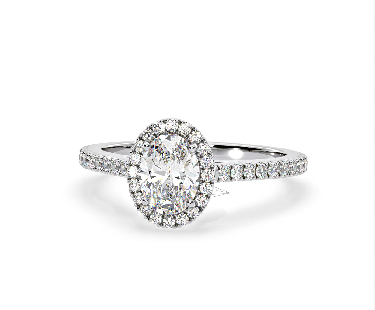Georgina Lab Oval Diamond Halo Engagement Ring 18K White Gold 2.05ct F/VS1 - Image 9
