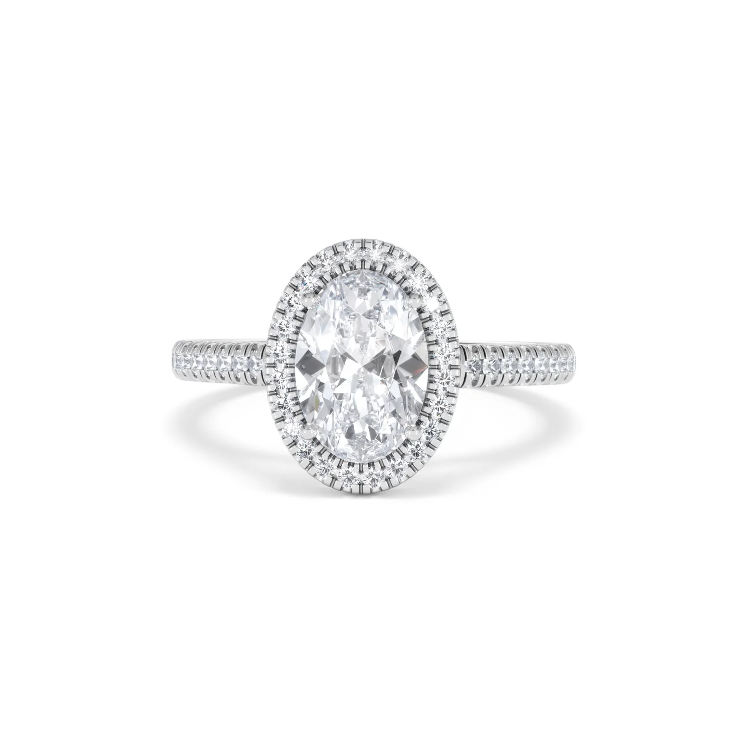 Georgina Lab Oval Diamond Halo Engagement Ring 18K White Gold 2.05ct F/VS1 - Image 90