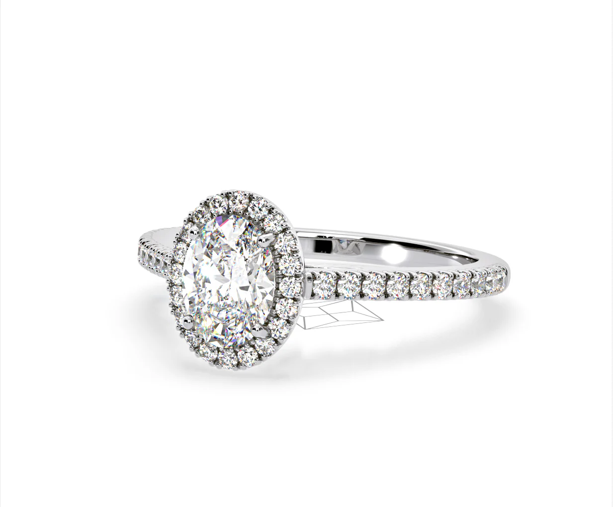 Georgina Lab Oval Diamond Halo Engagement Ring 18K White Gold 2.05ct F/VS1 - Image 92