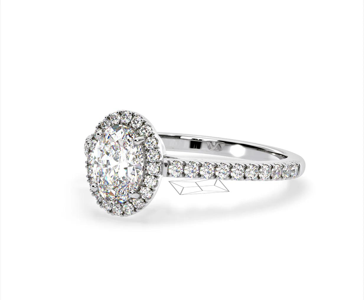 Georgina Lab Oval Diamond Halo Engagement Ring 18K White Gold 2.05ct F/VS1 - Image 94