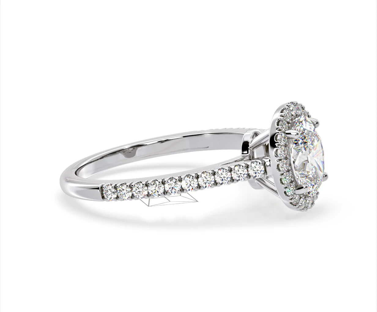 Georgina Lab Oval Diamond Halo Engagement Ring 18K White Gold 2.55ct F/VS1 - Image 152