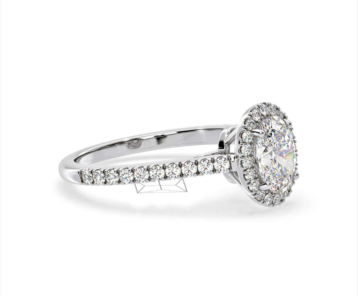 Georgina Lab Oval Diamond Halo Engagement Ring 18K White Gold 2.55ct F/VS1 - Image 155