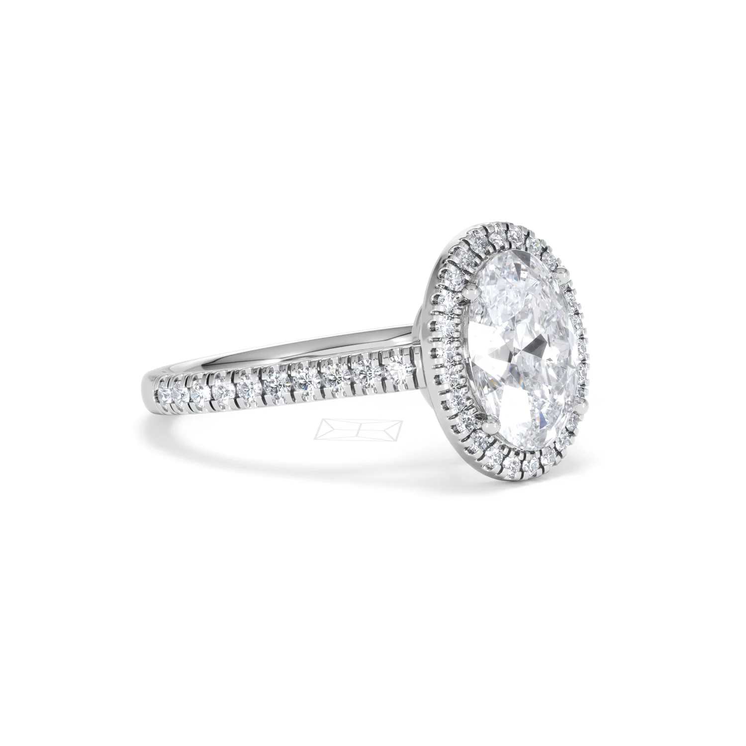 Georgina Lab Oval Diamond Halo Engagement Ring 18K White Gold 2.55ct F/VS1 - Image 20