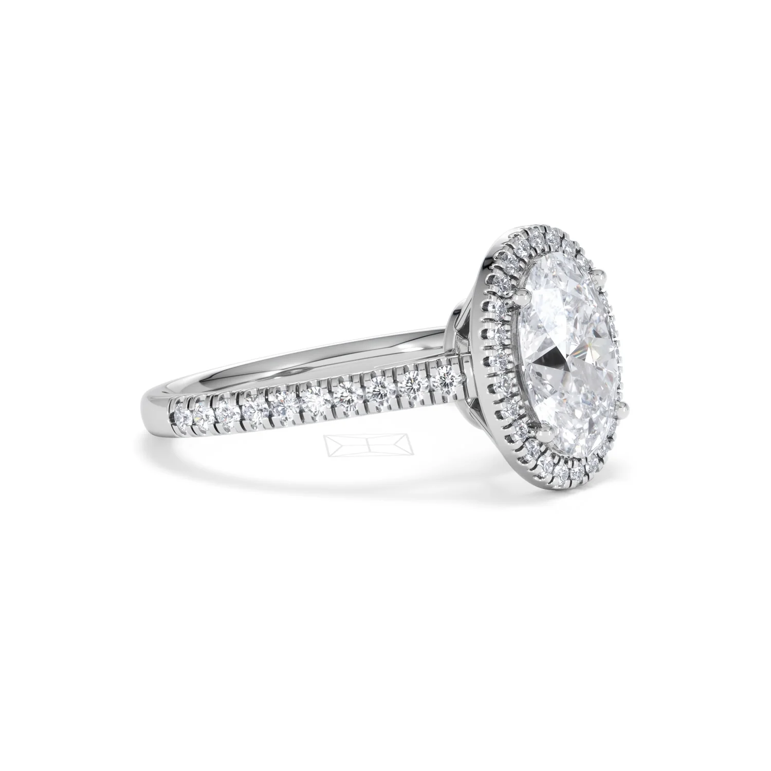 Georgina Lab Oval Diamond Halo Engagement Ring 18K White Gold 2.55ct F/VS1 - Image 22