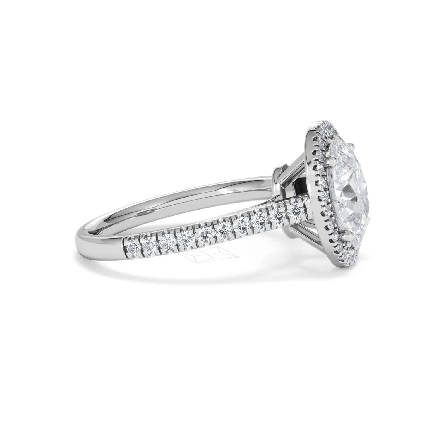 Georgina Lab Oval Diamond Halo Engagement Ring 18K White Gold 2.55ct F/VS1 - Image 27
