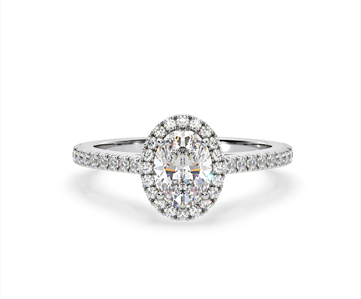 Georgina Lab Oval Diamond Halo Engagement Ring 18K White Gold 2.55ct F/VS1 - Image 7