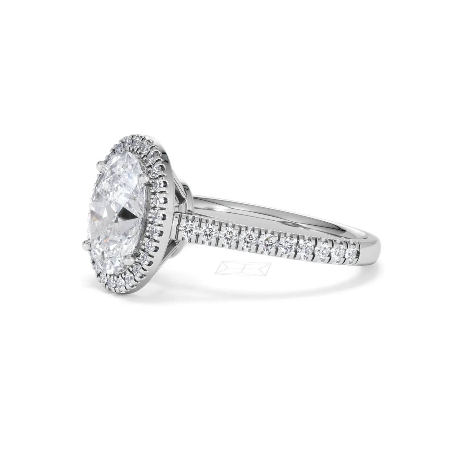 Georgina Lab Oval Diamond Halo Engagement Ring 18K White Gold 2.55ct F/VS1 - Image 79