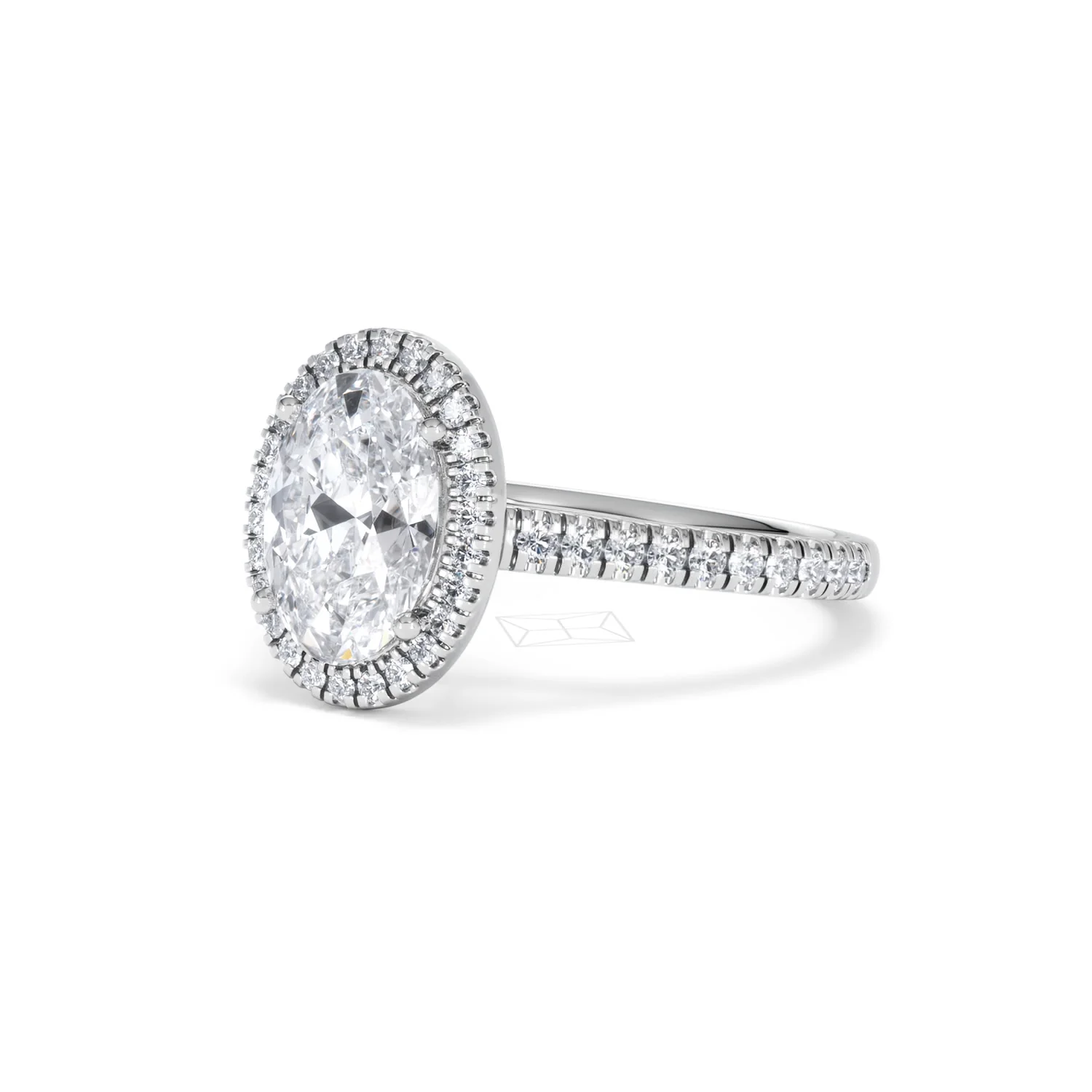 Georgina Lab Oval Diamond Halo Engagement Ring 18K White Gold 2.55ct F/VS1 - Image 83