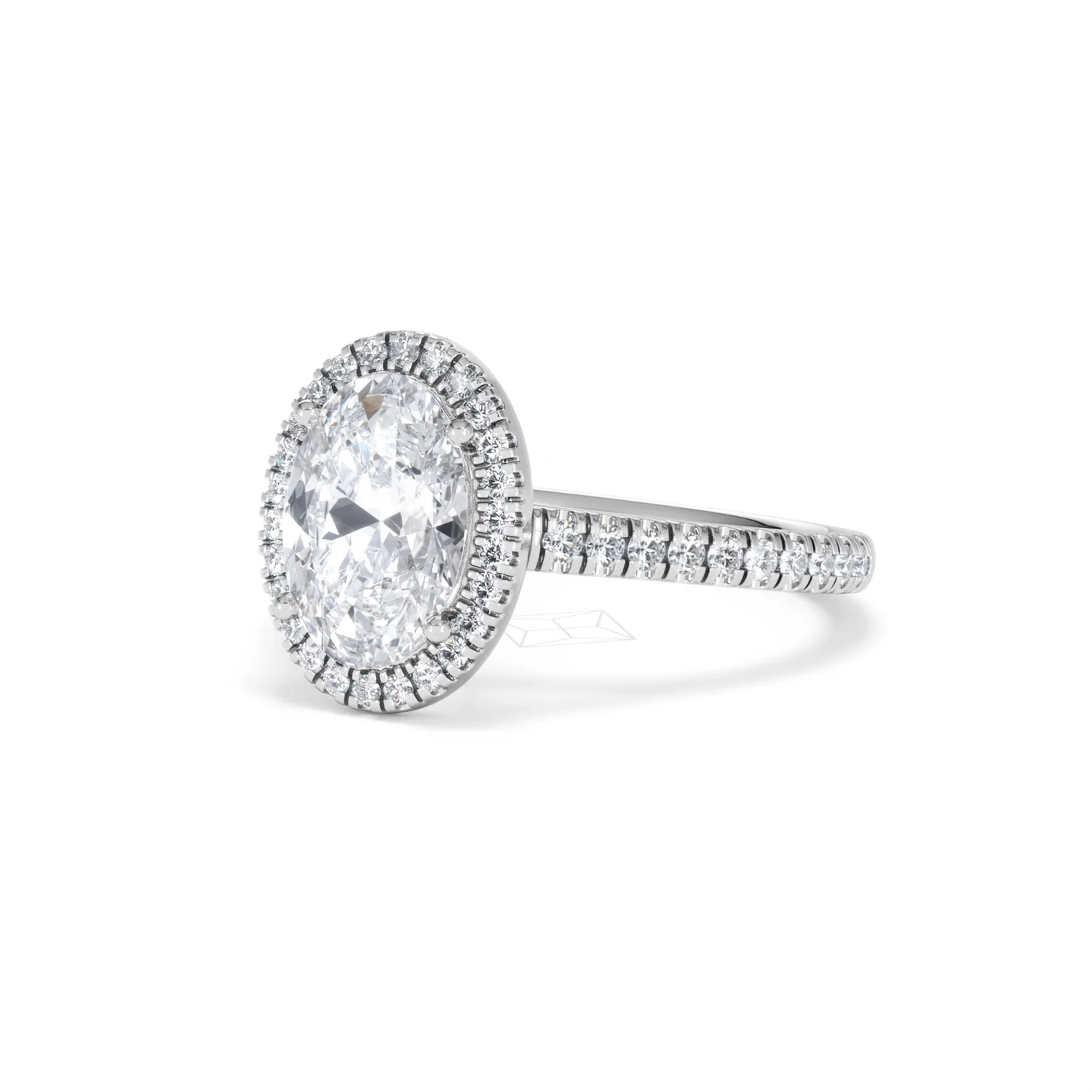 Georgina Lab Oval Diamond Halo Engagement Ring 18K White Gold 2.55ct F/VS1 - Image 84