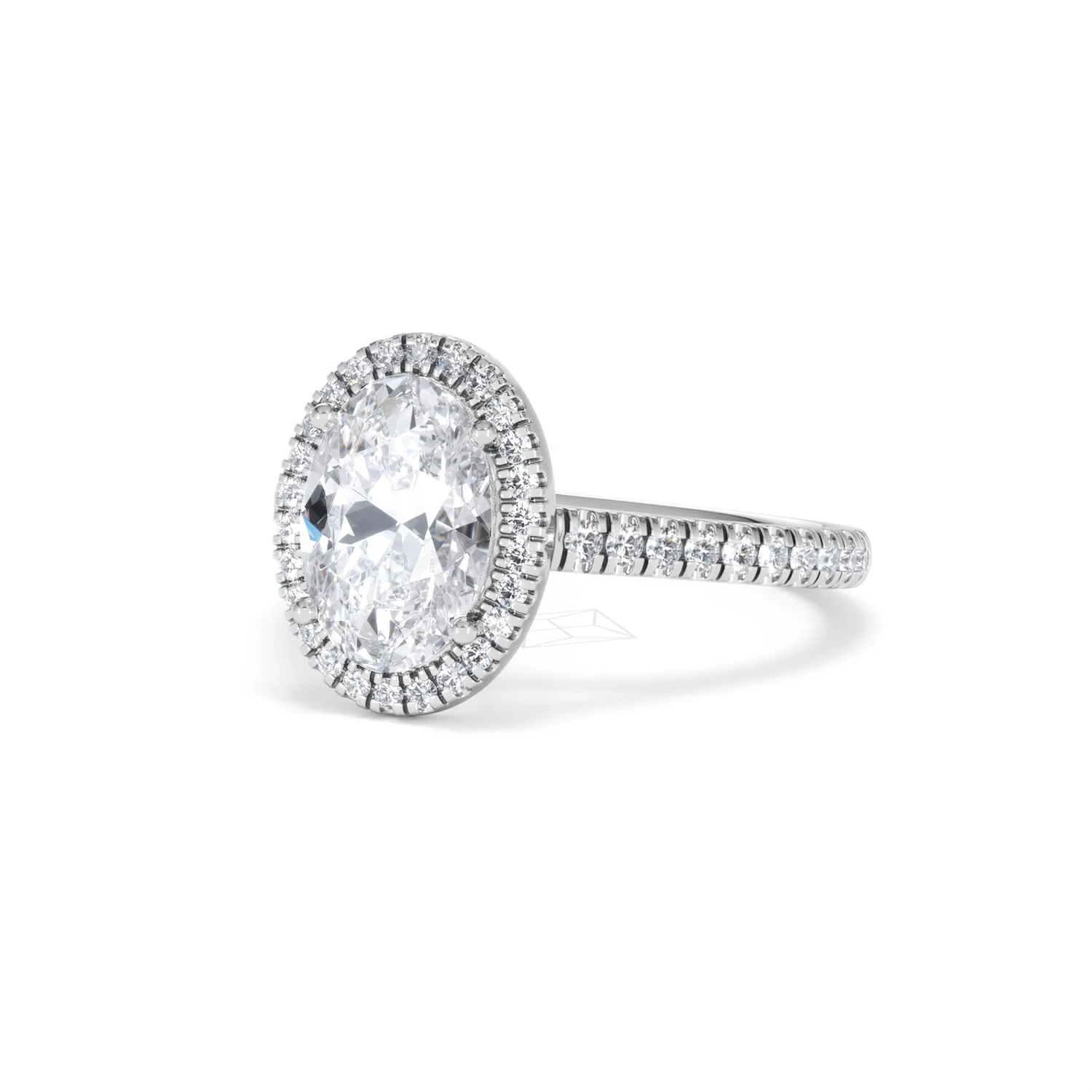 Georgina Lab Oval Diamond Halo Engagement Ring 18K White Gold 2.55ct F/VS1 - Image 85