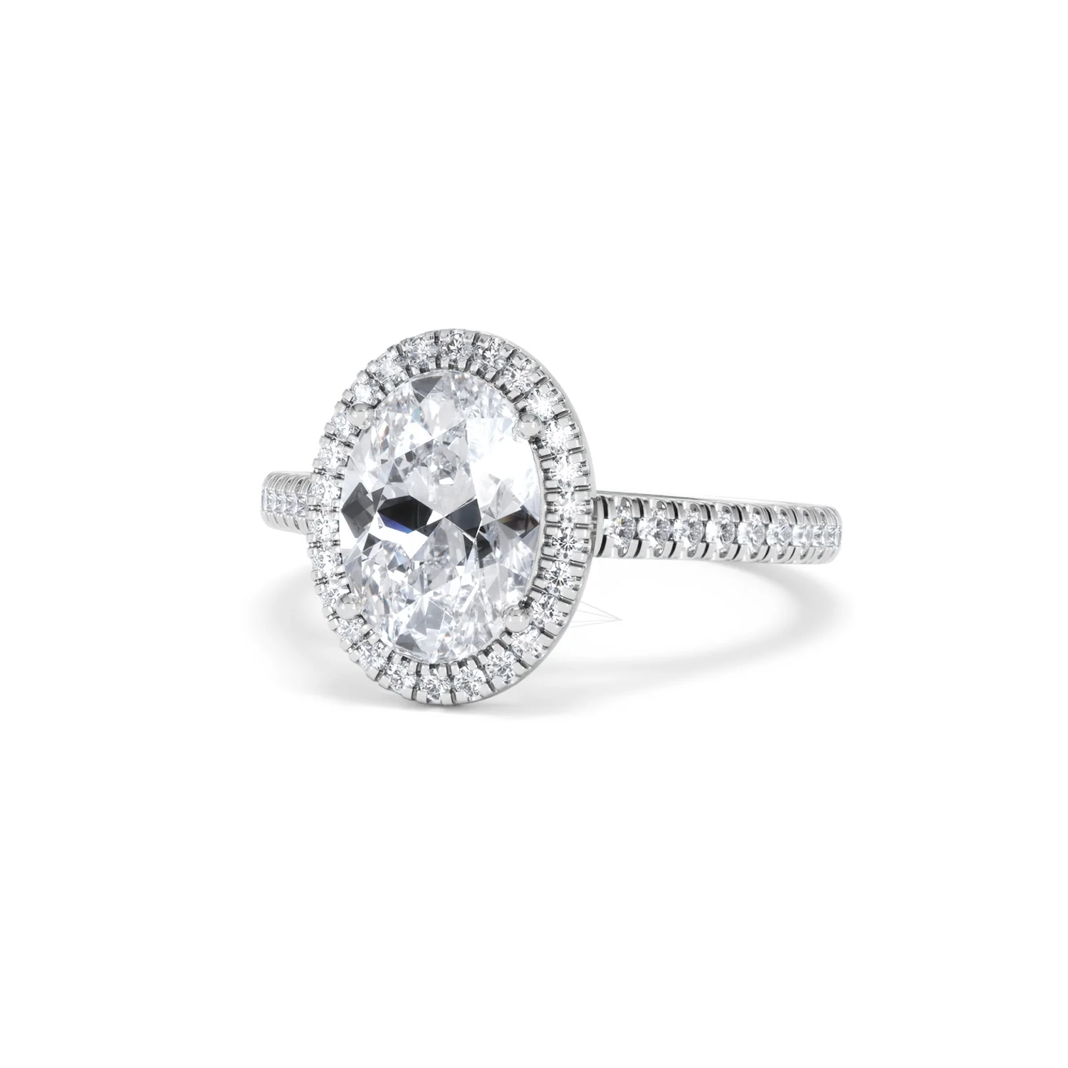 Georgina Lab Oval Diamond Halo Engagement Ring 18K White Gold 2.55ct F/VS1 - Image 87