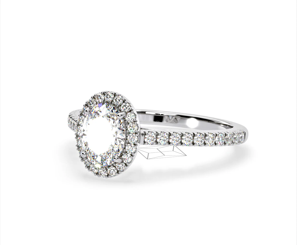 Georgina Lab Oval Diamond Halo Engagement Ring 18K White Gold 2.55ct F/VS1 - Image 93