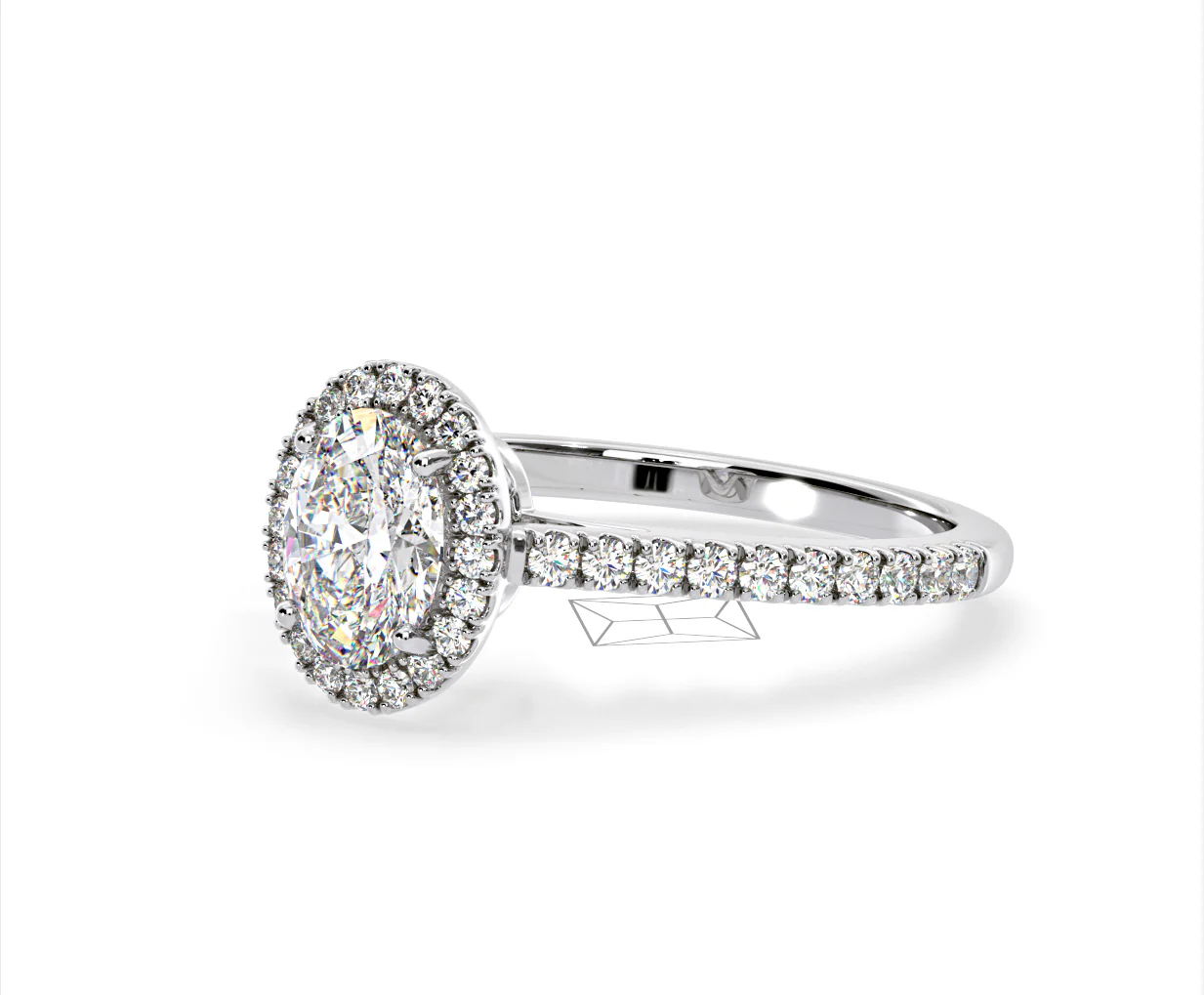 Georgina Lab Oval Diamond Halo Engagement Ring 18K White Gold 2.55ct F/VS1 - Image 95