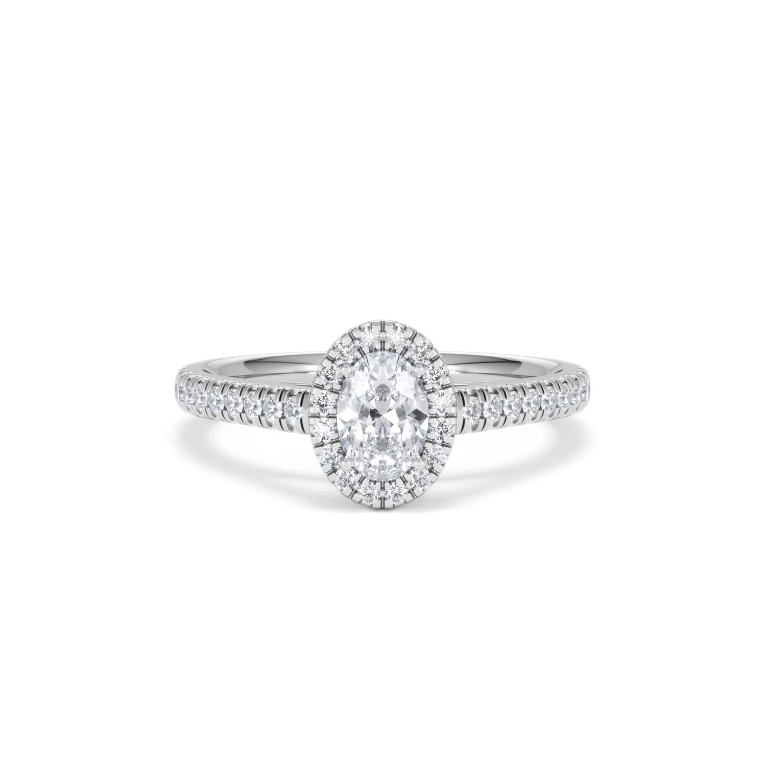Georgina Lab Oval Diamond Halo Engagement Ring Platinum 1.00ct F/VS1 - Image 10