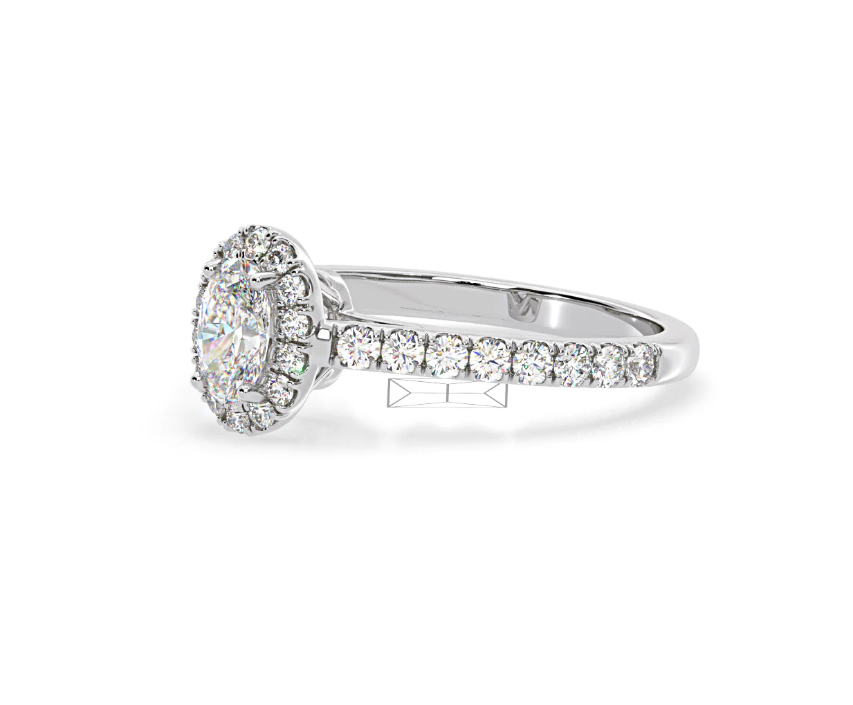 Georgina Lab Oval Diamond Halo Engagement Ring Platinum 1.00ct F/VS1 - Image 100