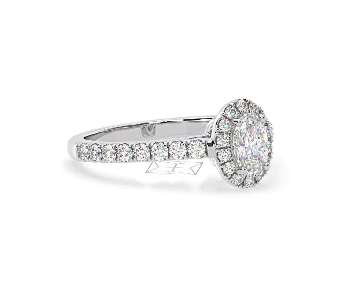 Georgina Lab Oval Diamond Halo Engagement Ring Platinum 1.00ct F/VS1 - Image 161