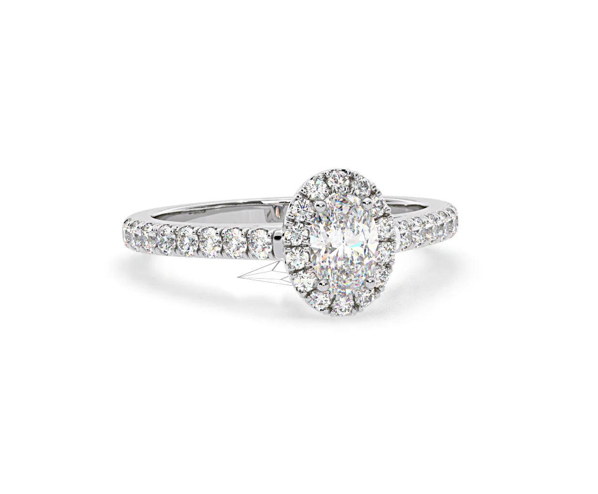 Georgina Lab Oval Diamond Halo Engagement Ring Platinum 1.00ct F/VS1 - Image 166