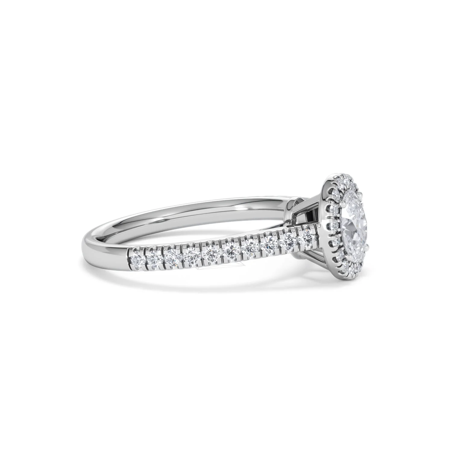 Georgina Lab Oval Diamond Halo Engagement Ring Platinum 1.00ct F/VS1 - Image 24