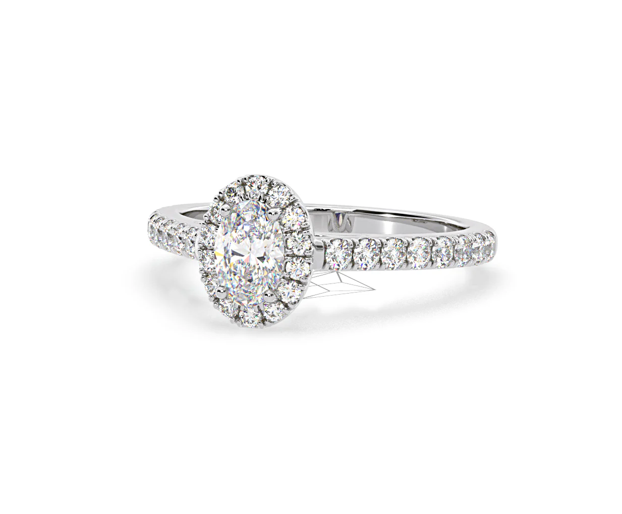 Georgina Lab Oval Diamond Halo Engagement Ring Platinum 1.00ct F/VS1 - Image 94
