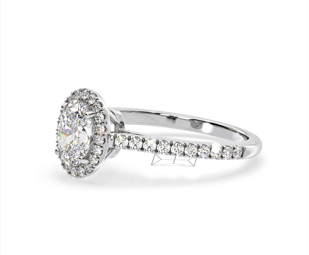 Georgina Lab Oval Diamond Halo Engagement Ring Platinum 1.55ct F/VS1 - Image 98