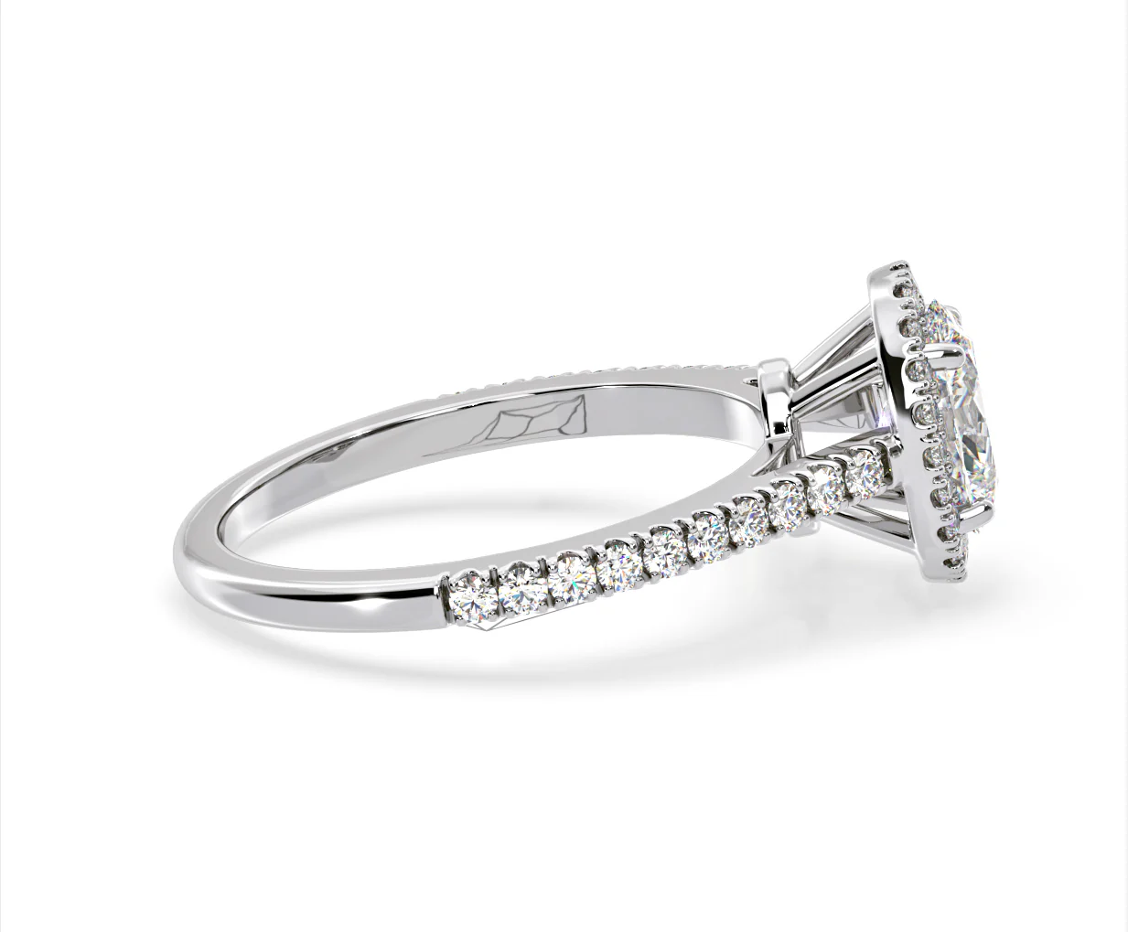 Georgina Lab Oval Diamond Halo Engagement Ring Platinum 2.05ct F/VS1 - Image 146