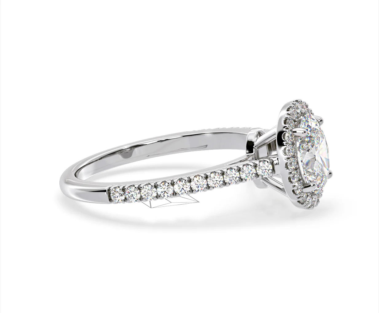 Georgina Lab Oval Diamond Halo Engagement Ring Platinum 2.05ct F/VS1 - Image 151