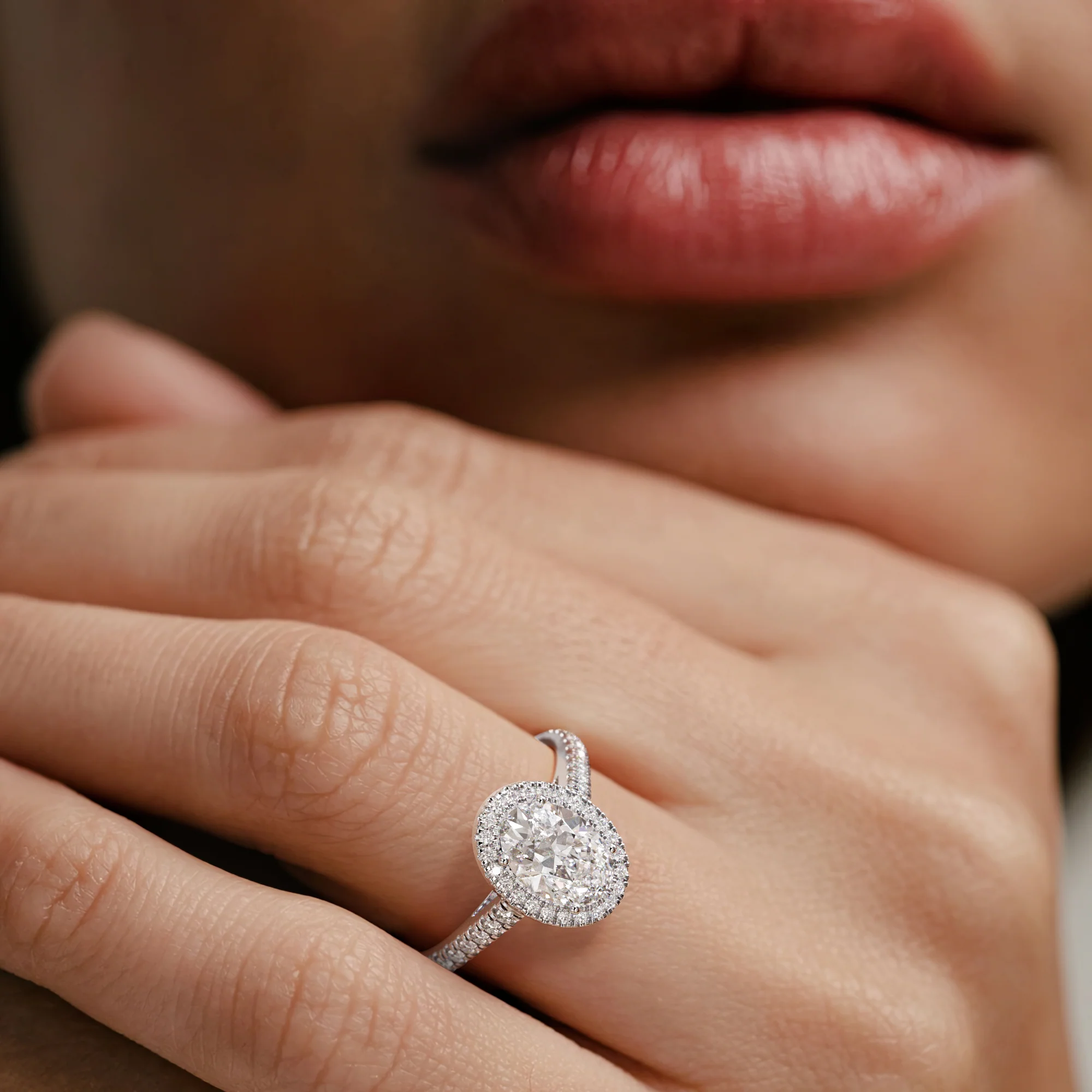 Georgina Lab Oval Diamond Halo Engagement Ring Platinum 2.05ct F/VS1 - Image 2
