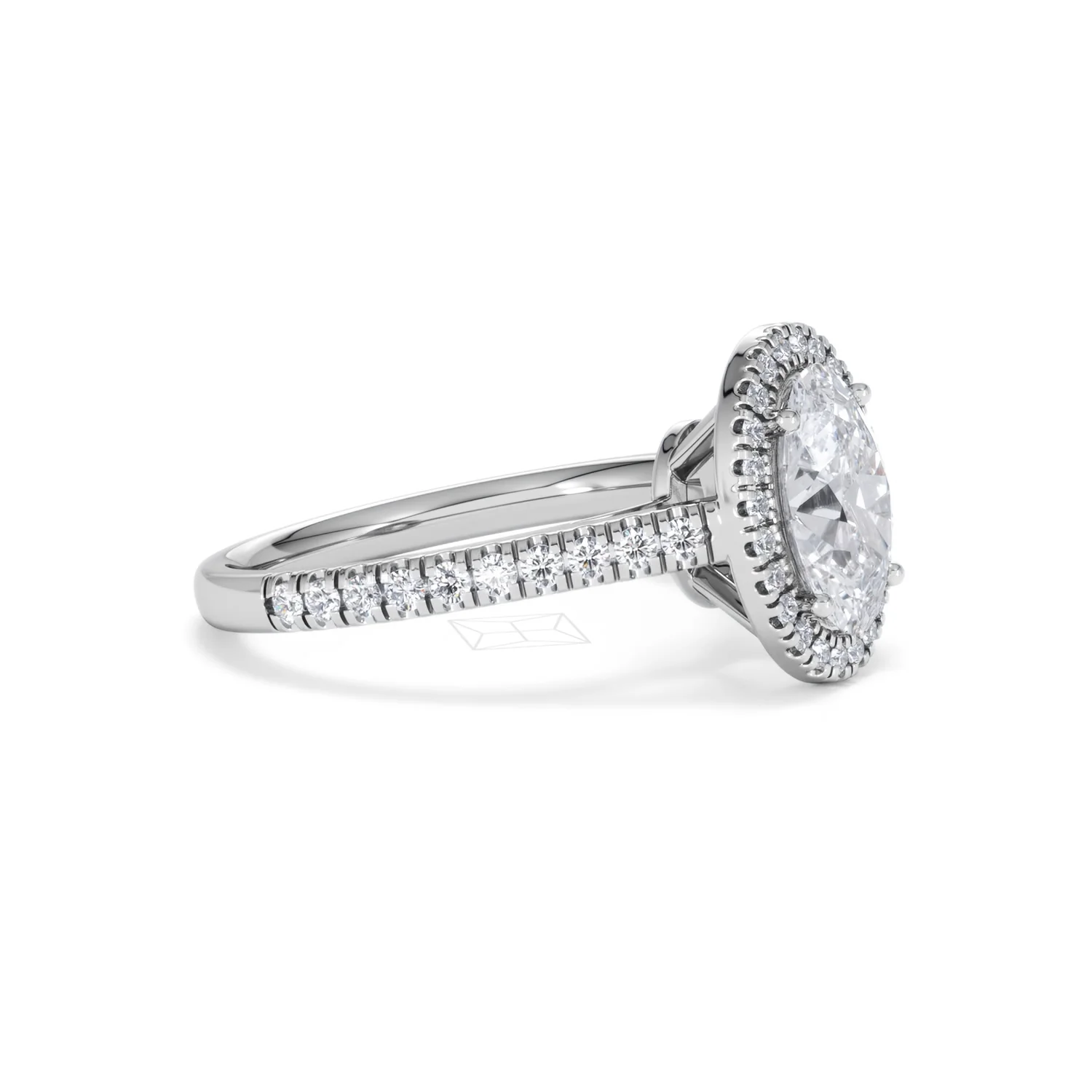 Georgina Lab Oval Diamond Halo Engagement Ring Platinum 2.05ct F/VS1 - Image 24