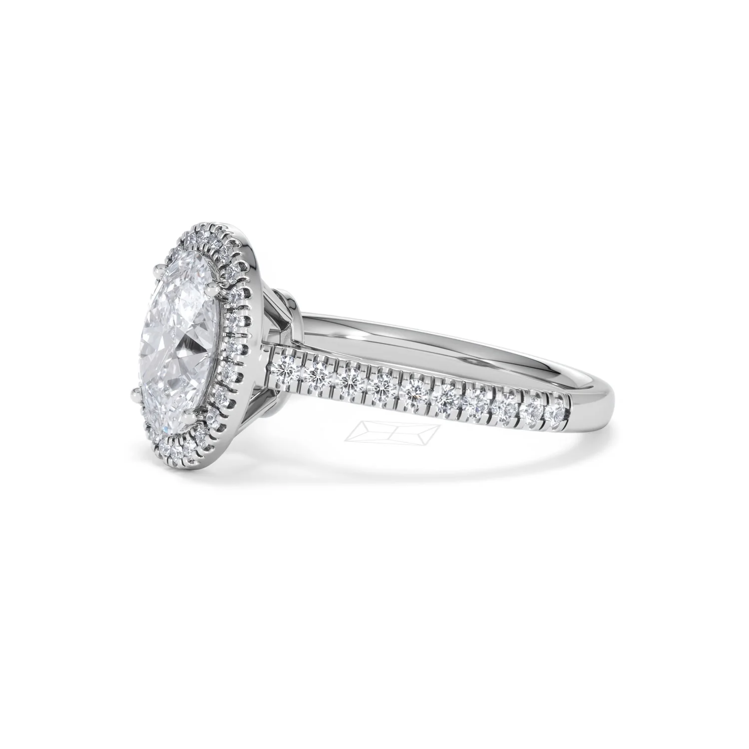 Georgina Lab Oval Diamond Halo Engagement Ring Platinum 2.05ct F/VS1 - Image 78