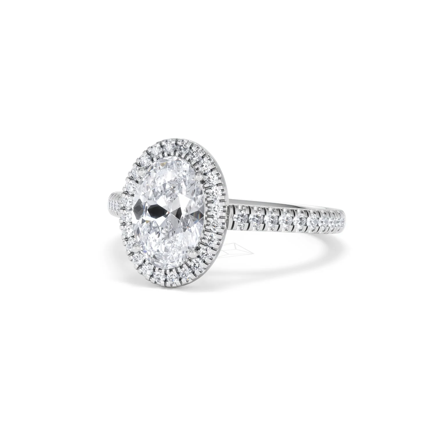 Georgina Lab Oval Diamond Halo Engagement Ring Platinum 2.05ct F/VS1 - Image 86