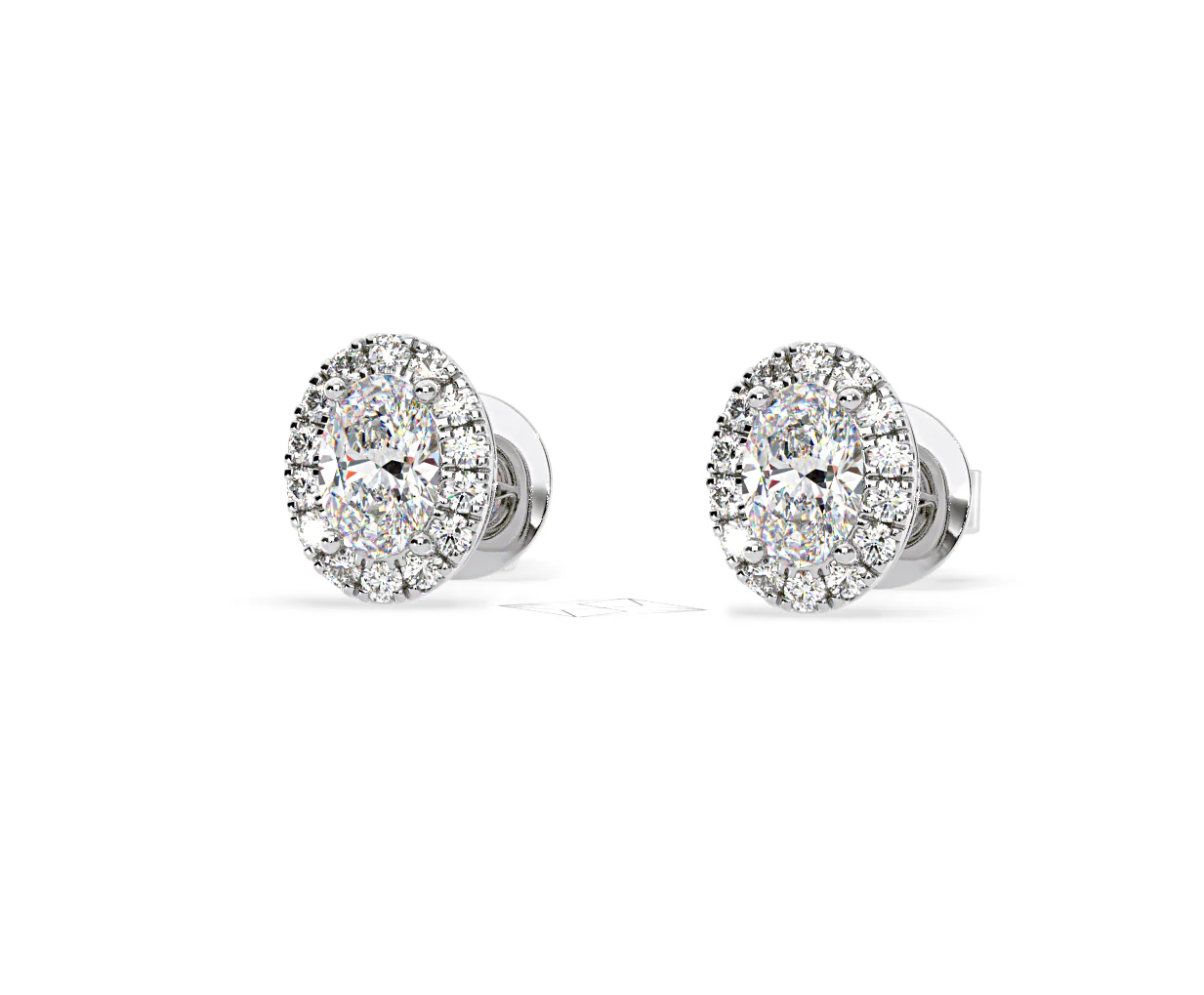 Georgina Oval Lab Diamond Halo Earrings 1.34ct in 18K White Gold F/VS1 - Image 10