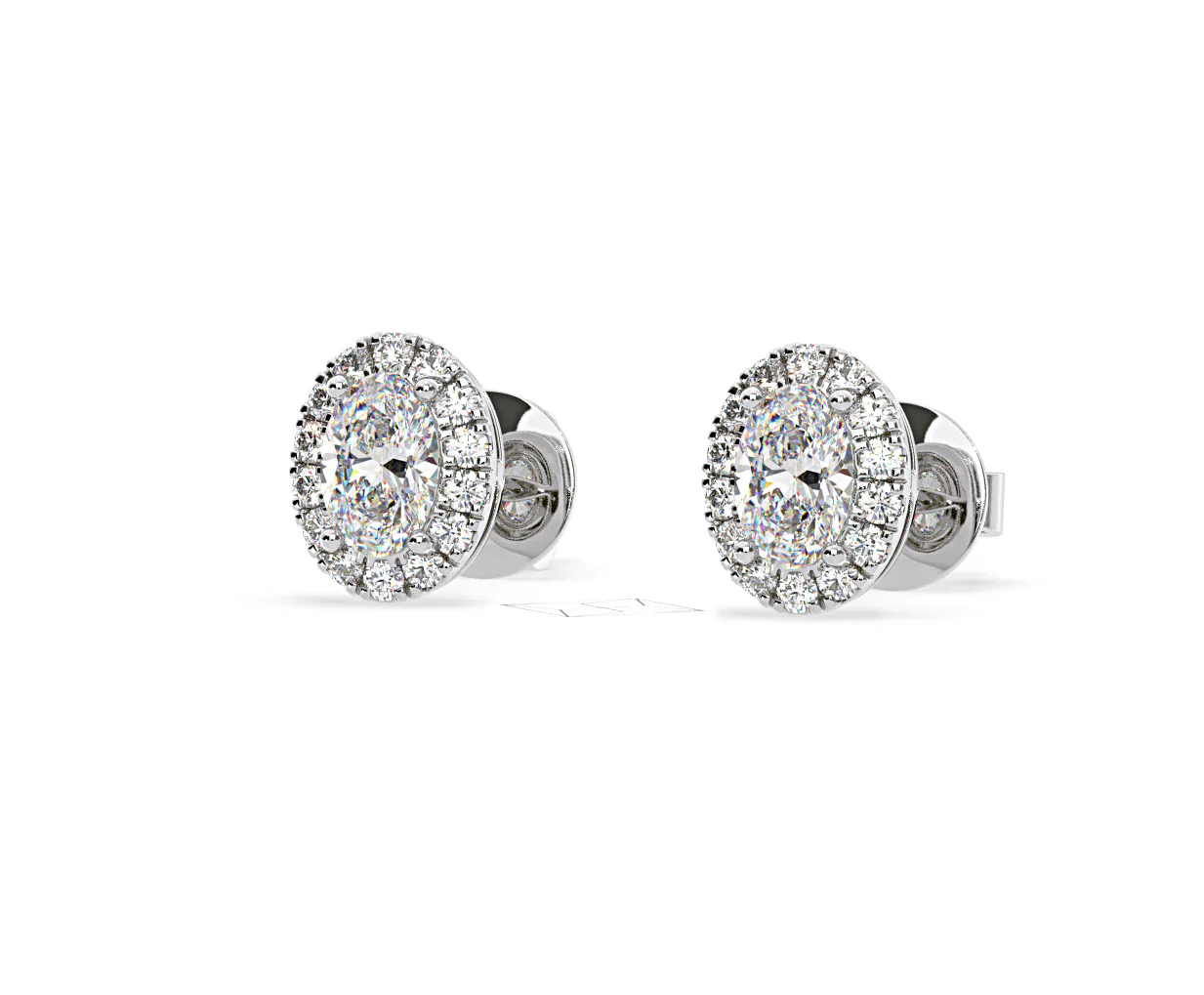 Georgina Oval Lab Diamond Halo Earrings 1.34ct in 18K White Gold F/VS1 - Image 11