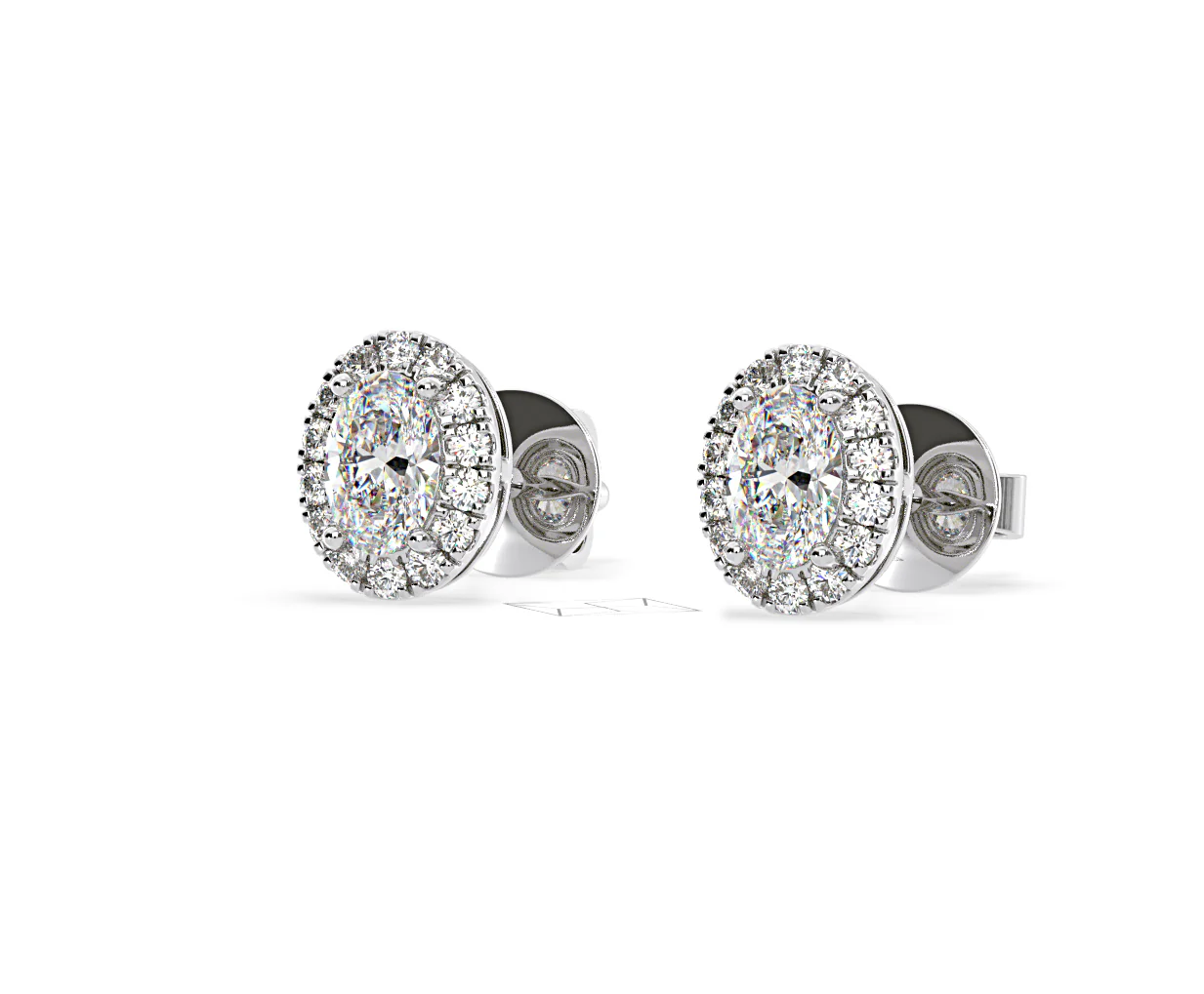 Georgina Oval Lab Diamond Halo Earrings 1.34ct in 18K White Gold F/VS1 - Image 12