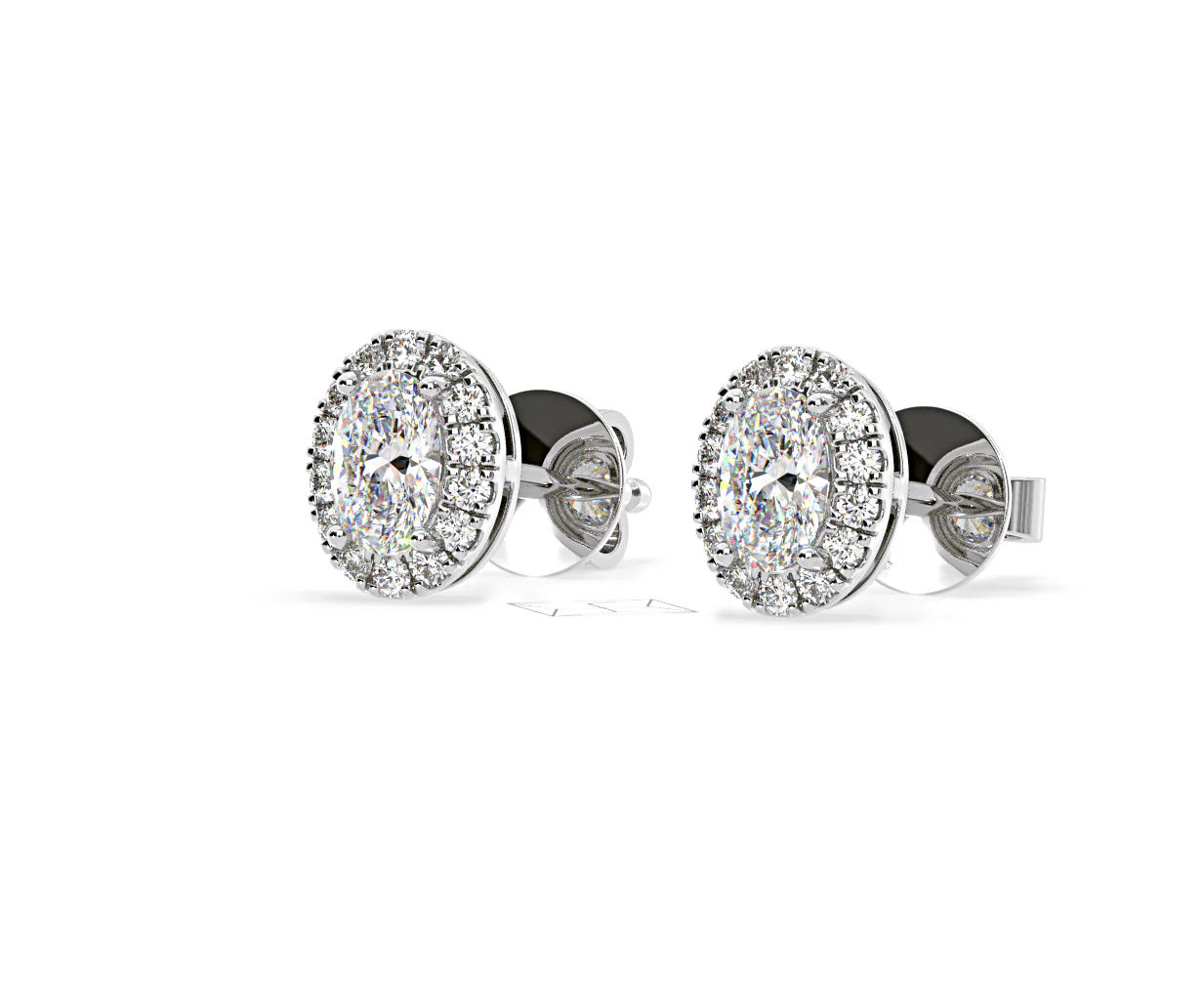 Georgina Oval Lab Diamond Halo Earrings 1.34ct in 18K White Gold F/VS1 - Image 13